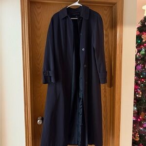 Portrait Elegant Black Extra Long Coat Vintage